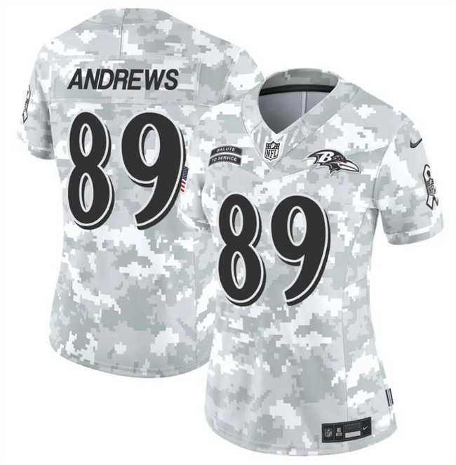 Womens Baltimore Ravens #89 Mark Andrews 2024 F.U.S.E Arctic Camo Salute To Service Limited Stitched Jersey Dzhi